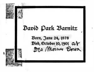 funeral card from Barnitz's funeral